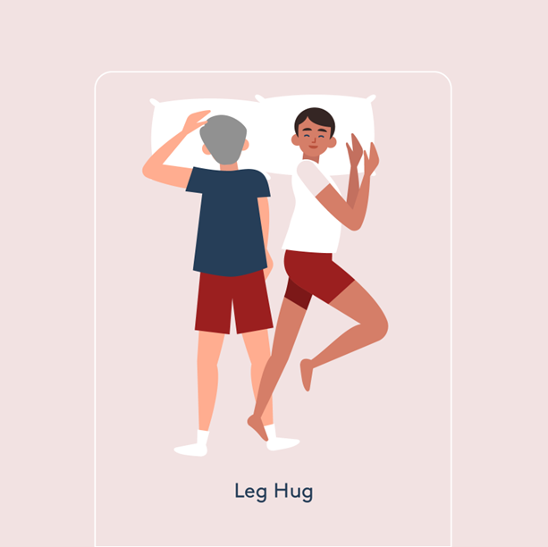 Couple sleeping with leg hug